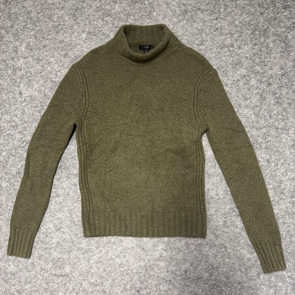 J Crew Women's S Green Mockneck Merino Wool‎ Blend Pullover Sweater J6366 - Picture 2 of 8